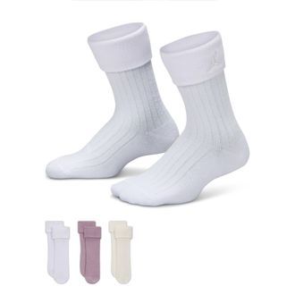 Nike Jordan Kids Foldover Micro Crew Socks (3 Pairs) in Brown | GJ0844-W5T