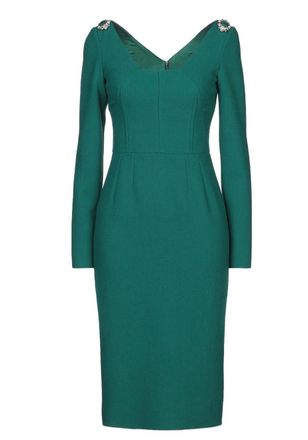 Dolce & Gabbana Green Jewel Embellished Midi Dress Size XXS