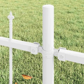 Berkfield Home Traditional Fence Panel with Spike Arch Set of 5 White Powder-Coa
