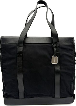 Gucci Black Nylon Leather Tote Bag (Pre-Owned)
