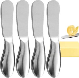 OEM 4 Cuchillos De Acero Inoxidable Para Mantequilla Y Queso, Cuchillos Peque&ntilde;os Para Postres Y Mermeladas, Queso Y Pasteles