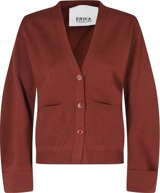 Erika Cavallini Semi Couture Pietro Cannella V-Neck Virgin Wool Cardigan