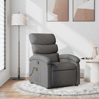 vidaXL Poltrona Massaggiante Reclinabile Grigio Scuro in Tessuto - Vidaxl