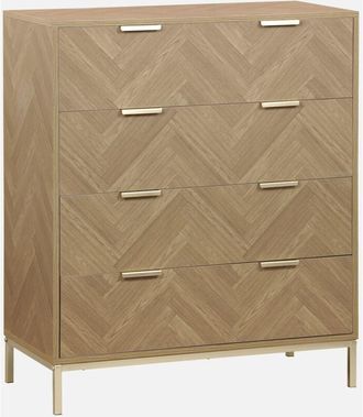 Sweeek Sweeek - Cómoda de espiga, 4 cajones, Budapest, Natural, 80x40x95 cm