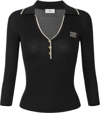 Elisabetta Franchi Polo in maglia a costine - - Knitwear - Donna - Nero - S