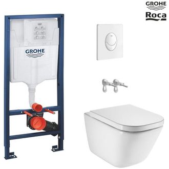 GROHE Bastidor Grohe Pack Cisterna Empotrada Y Pulsador Skate Air Blanco Brillo Con Inodoro Susp Roca The Gap Rimless