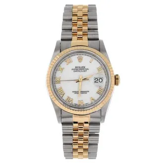 Rolex Oyster Perpetual Datejust Automatic Watch Stainless Steel and Yellow Gold 36 in Metallic Silver at Nordstrom