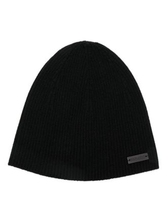 Saint Laurent Black Logo Beanie Cap