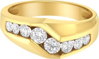 House of Brilliance 14KT Yellow Gold Mens Round Cut Diamond Ring