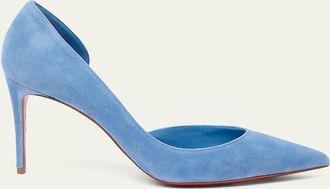 Christian Louboutin 85mm Iriza Suede Half-dOrsay Pumps