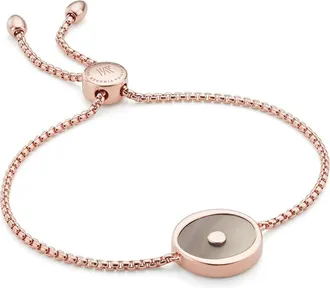 Monica Vinader Rose Gold Atlantis Evil Eye Friendship Chain Bracelet Grey Agate