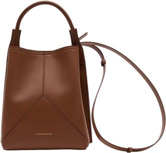 Victoria Beckham Calfskin Leather Bucket Bag Brown