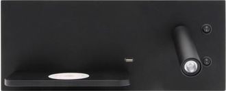 Fabrilamp Aplique 2+8w 4000k Velazquez Dcho Negro Usb+qi 130lm Doble Encendido 14x35x14 Cm