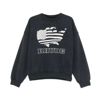 Rhude Sweatshirts, male, Black, Size: XL Logo-Print Sweater