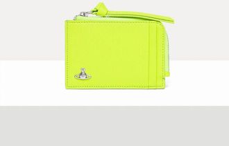 Vivienne Westwood Card Holder With Zip Faux Leather Fluro-green One Size Unisex
