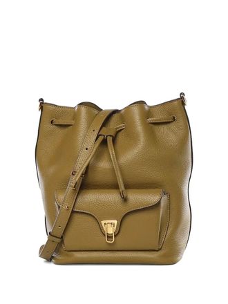 Coccinelle Beat Generation drawstring pocket leather bucket bag - women - Polyamide/Polyurethane/Calf Leather/Cotton - One Size - Green