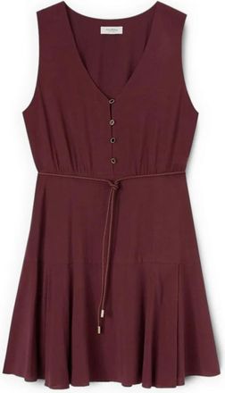 Motivi Viscose jurk met gevlochten riem - Dames - Korte kleedjes - Paars - S - Tweed - Kleedjes
