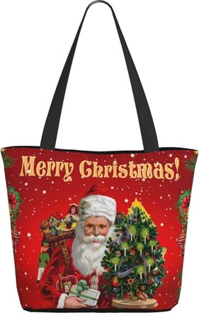 AOOEDM Merry Christmas Xmas Tree Santa Ladies Shopping Bag 13x11x7in.The Perfect ValentineS Day Gift.It Is The Best ValentineS Day Gift For Mom, Daughter, Wi