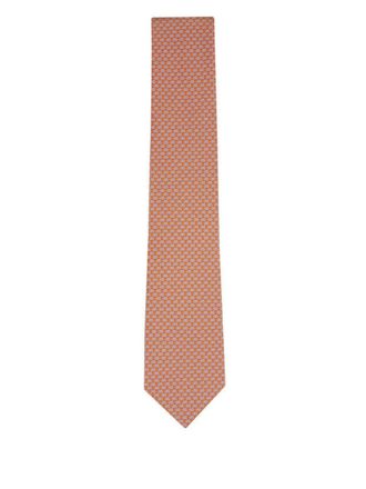 Ferragamo gancini-print tie - men - Silk - One Size - Orange