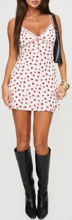 Princess Polly Karena Floral Minidress in White /Red at Nordstrom Rack, Size 10