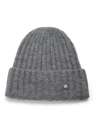 Pearlwood Strickm&uuml;tze PEARLWOOD JANNE, grau (graphite), Grobstrick, Materialmix, unifarben, M&uuml;tzen Strickm&uuml;tze, in breiten Rippen gestrickt, breiter Umschlag, w