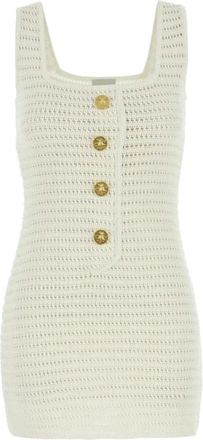 Le Kasha Siflag Gehaakte Mini Jurk - Dames - Tops zonder mouwen - Wit - S/M - Linnen - Tops