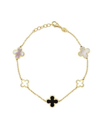 Italian Gold, Inc 14K Gemstone Station Chain Clover Bracelet
