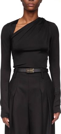 Victoria Beckham Slash Neck Jersey Top In Black