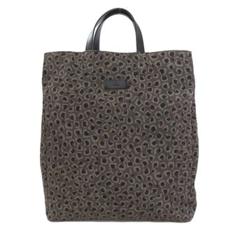 Gucci Gray Canvas Leather Tote Bag (Pre-Owned)