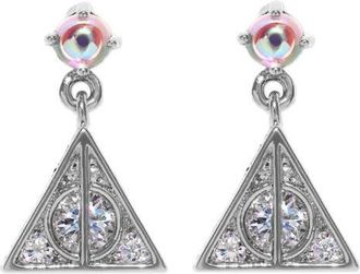 Girls Crew x Harry Potter Deathly Hallows Drop Earrings in Silver at Nordstrom