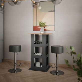 Vicco Set De Mesa De Bar Repose, Oro Power Roble/antracita, 65 X 65 Cm Con 2 Taburetes De Bar, Vicco