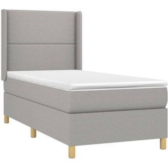 vidaXL Vidaxl - Cama Box Spring Con Colch&oacute;n Tela Gris Claro 100x200 Cm