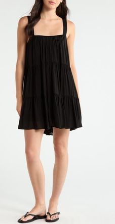 Elan Tiered Cover-Up Dress in Black at Nordstrom, Size X-Small