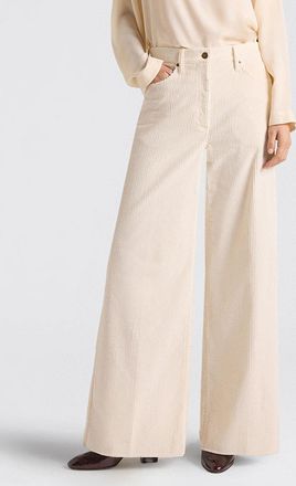 Momoni Aoki Bis High-Waisted Flared Trousers in Ribbed Velvet