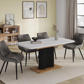 Vicco Mesa De Comedor Fenaro, Roble Blanco/dorado, 120 X 80 Cm Extensible, Vicco