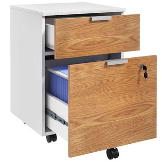 HOMCOM Cajonera de oficina 42x40x60 cm blanco y natural