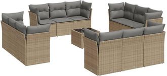 vidaXL Set Sof&aacute;s De Jard&iacute;n Con Cojines 13 Pzas Rat&aacute;n Sint&eacute;tico Beige Vidaxl
