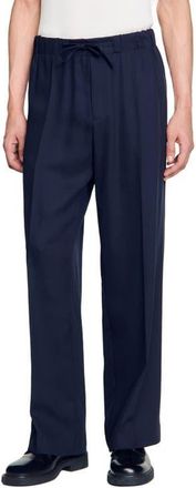 Sandro Elasticated wide-leg trousers in Midnight Blue at Nordstrom, Size Xx-Large 31