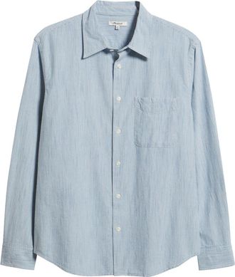 Madewell The Allday Indigo Stripe Button-Up Shirt in Monaca Stripe at Nordstrom, Size Xx-Large