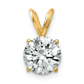 Diamond2Deal 14k Yellow Gold 2ct. 8.0mm Round Moissanite Solitaire Pendant