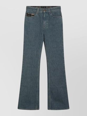 Burberry denim jeans check pattern pocket flared design