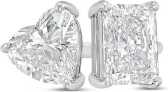 Diana M. Jewels 14kt white gold 3ct Lab Grown Radiant & Heart Diamond Two-Stone Ring