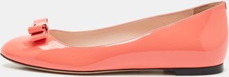 Bally Coral Orange Patent Leather Benalla Ballet Flats