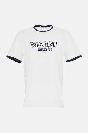 Marni White Crewneck Logo Print T-Shirt
