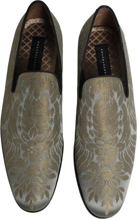 Dolce & Gabbana Mens Gold Floral Jacquard Slip On Loafers Shoes Leather