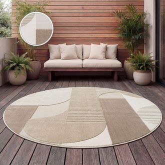 Paco Home Paco Home - Alfombra Salon De Habitacion Cocina Exterior Terraza Jardin Nordica Boho Chic &Oslash; 160 Cm Redon, Beige 2