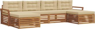 vidaXL Conjunto De Sof&aacute;s De Exterior 6 Uds. Natural Y Beige Vidaxl