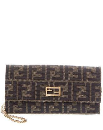 Fendi Fendi Ff Canvas & Leather Wallet On Chain