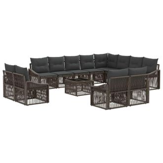 vidaXL Conjunto De Sof&aacute;s De Jard&iacute;n 13 Pcs Gris Rat&aacute;n Sint&eacute;tico Vidaxl