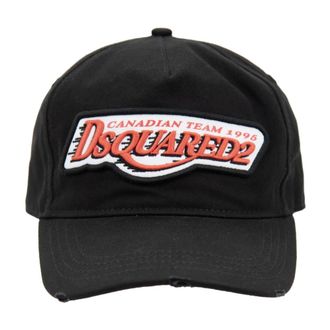 Dsquared2 Geborduurde baseballpet met gesp - unisex - Petten - Zwart - ONE Size - Katoen - Accessoires